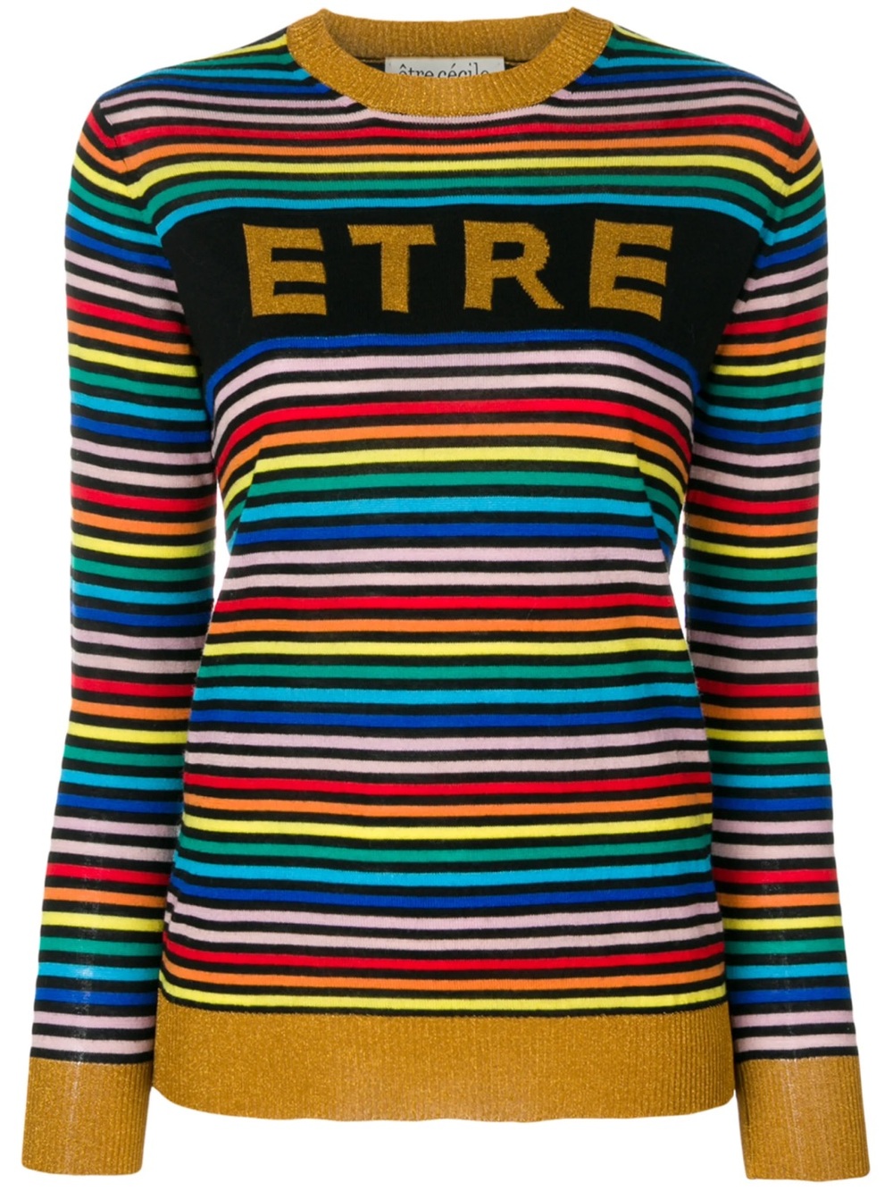 Étre Multicolor Striped Crewneck Sweater - Gold Trim